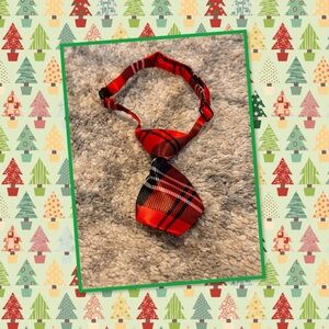 Pets Christmas tie plaid Red white and Black